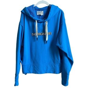 Sandrine Rose The Virgin Label 100% Cotton Blue Hooded Sweatshirt Baggy Size XS
